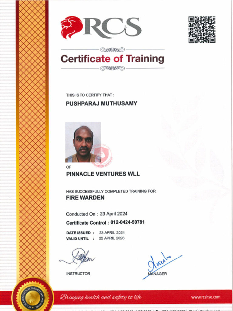 Fire Warden Certificate | PDF