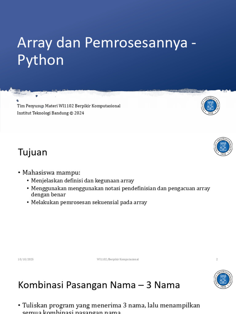 Pemrosesan Array dengan Python | PDF