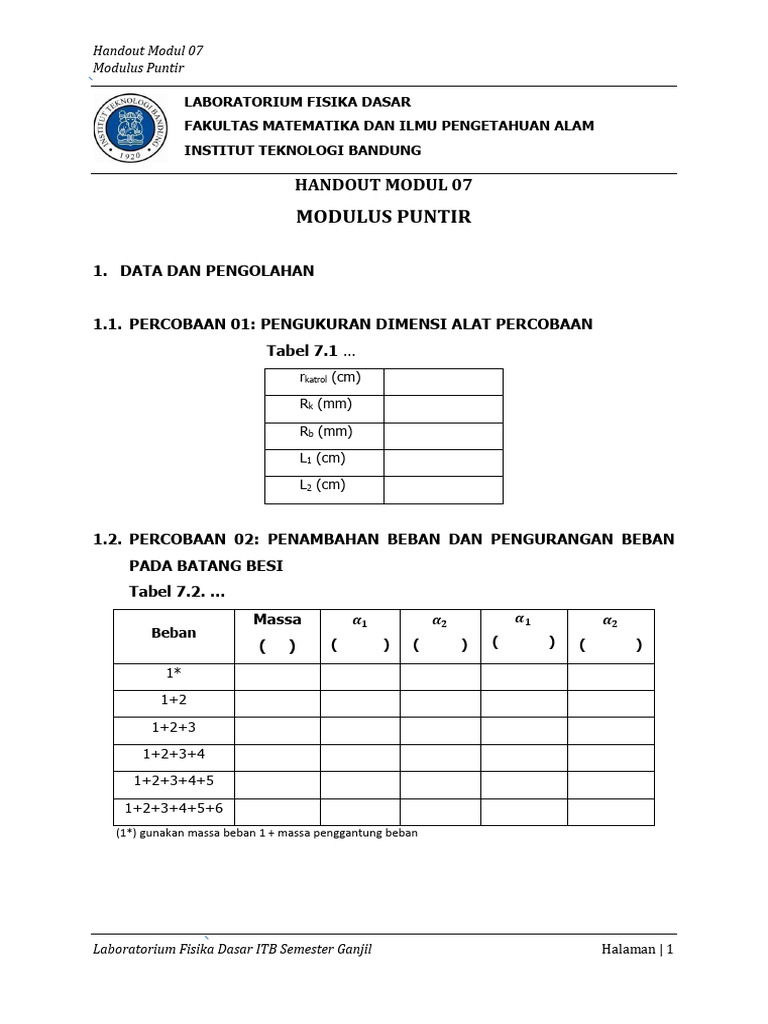 Modulus Puntir Batang Besi dan Kuningan | PDF