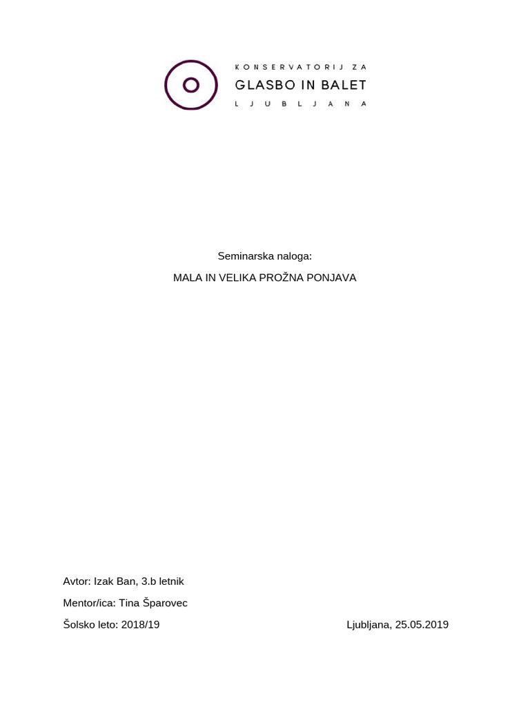 Mala in Velika Prožna Ponjava, Seminarska | PDF