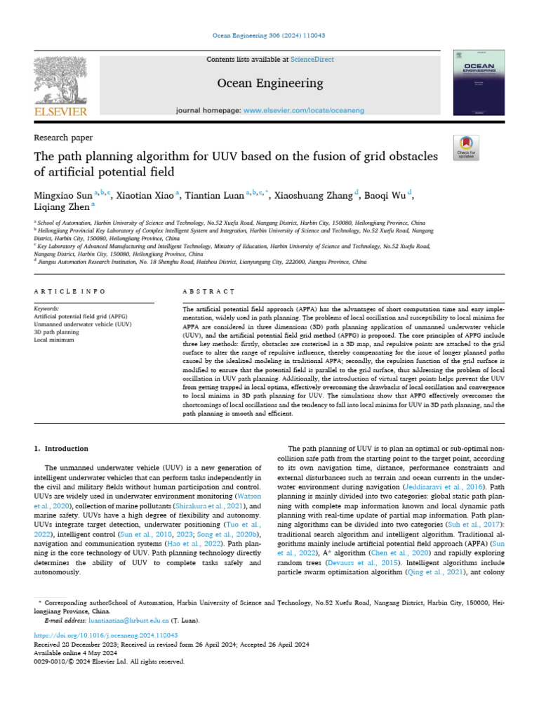 UUV Path Planning with APFG Method | PDF | Mathematical Optimization ...
