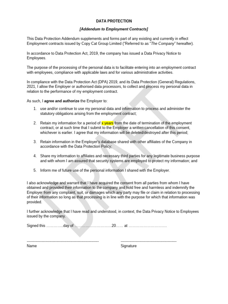 Employee Data Protection Consent Form | PDF | Employment | Information ...