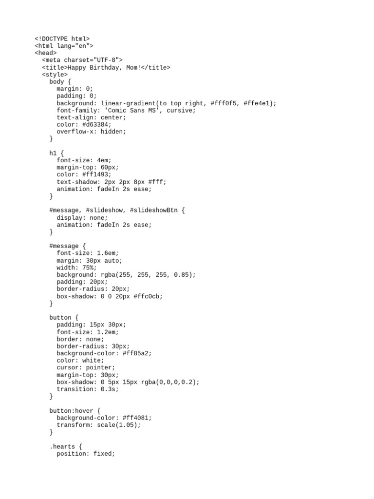 Happy Birthdayy Code | PDF | Birthdays