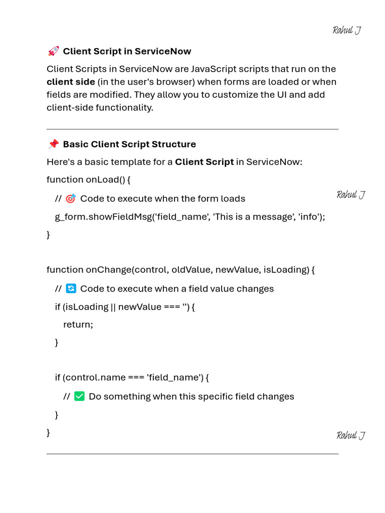 Client Script in Servicenow Client Side | PDF | Computer Programming ...