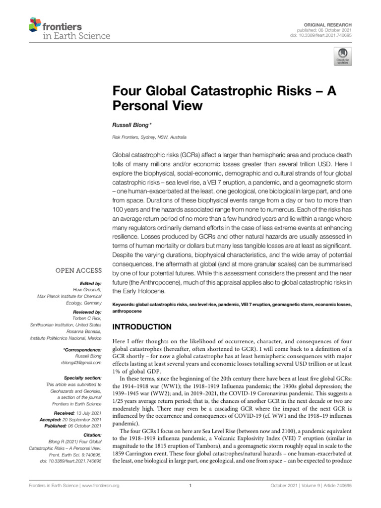 Four Global Catastrophic Risks | PDF | Sea Level Rise | Flood