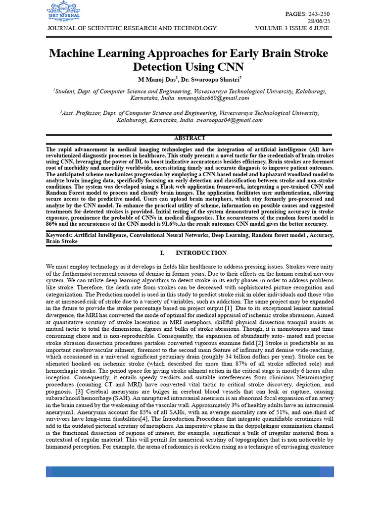 CNN-Based Early Brain Stroke Detection | PDF | Deep Learning | Stroke