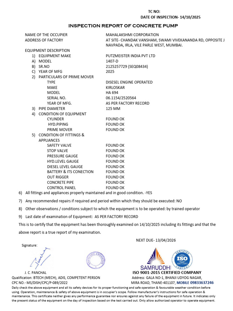 Concrete Pump TPI | PDF | Mechanical Engineering | Gas Technologies