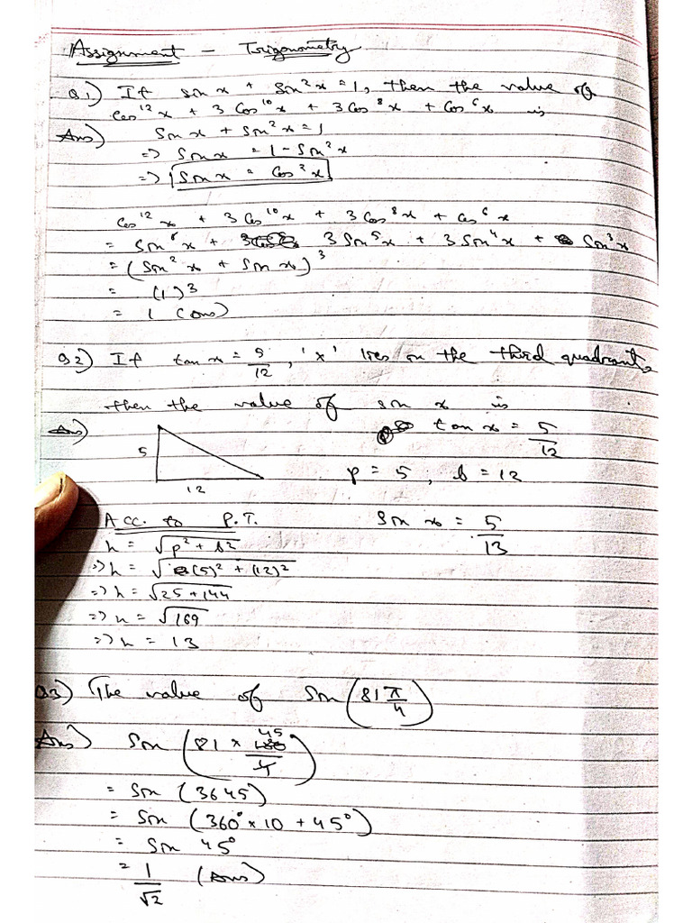 Pujo Assignment - Trigonometry | PDF