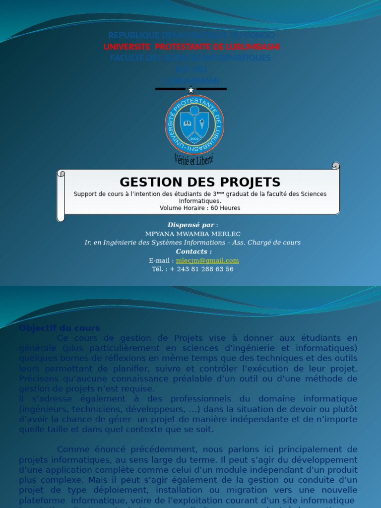 Gestion de Projets Informatiques: Cours | PDF | Gestion de projet ...