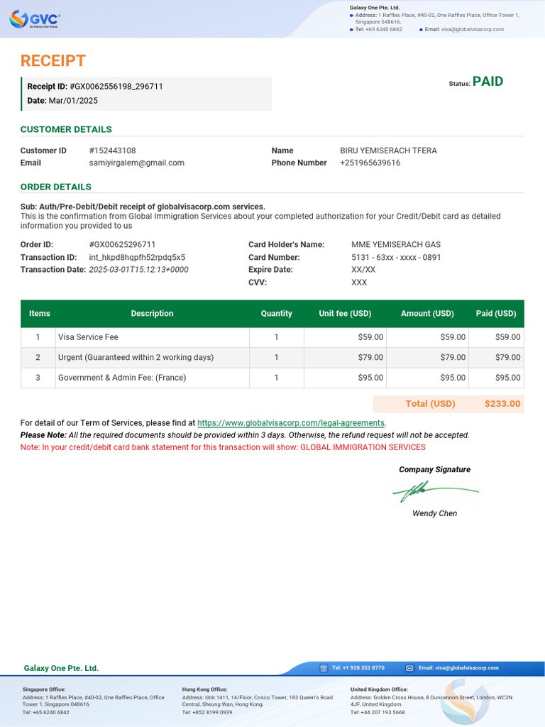 Visa Service Payment Confirmation | PDF | Debit Card | Financial Services