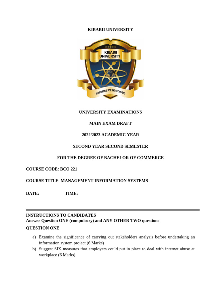 Management Information Systems Exam Guide | PDF | Business
