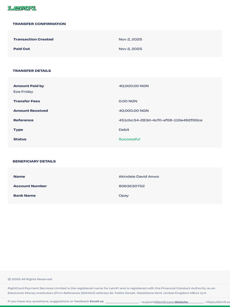 Successful Transfer Confirmation Details | PDF