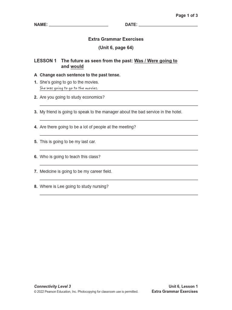 CTY3 Extra Grammar Exercises Unit 6 Lesson 1 | PDF