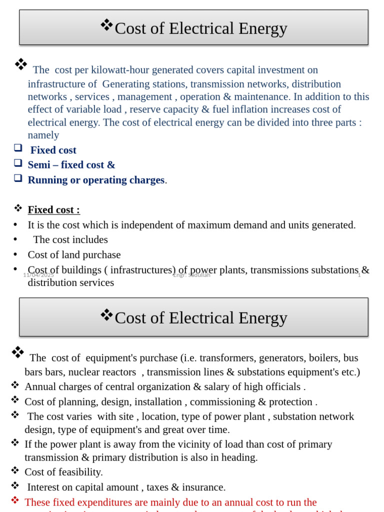 Cost of Electrical Energy | PDF | Depreciation | Interest