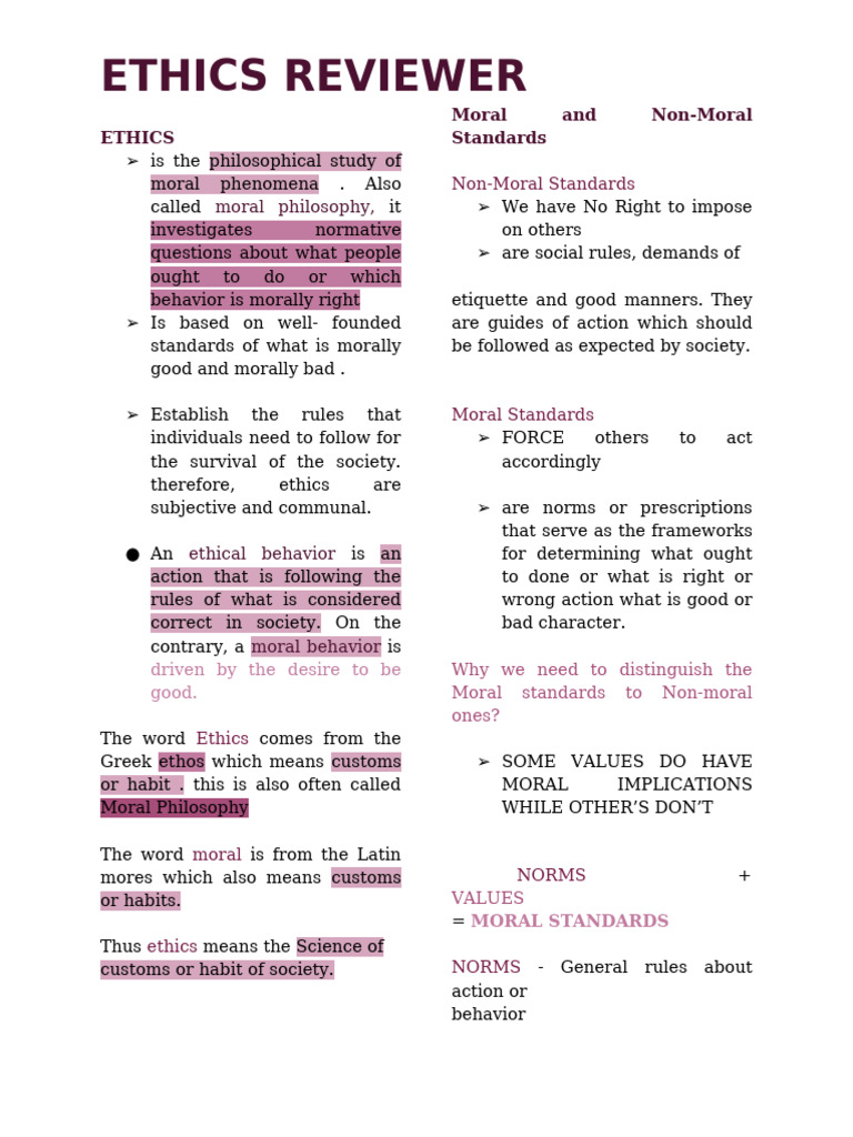 Ethics Reviewer (Cyna) | PDF | Morality | Value (Ethics)