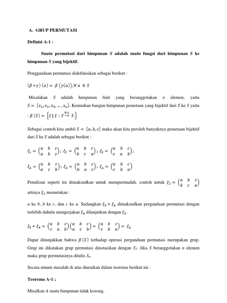 Grup Permutasi dan Teorema Bijektif | PDF | Metode & Bahan Ajar | Sains ...