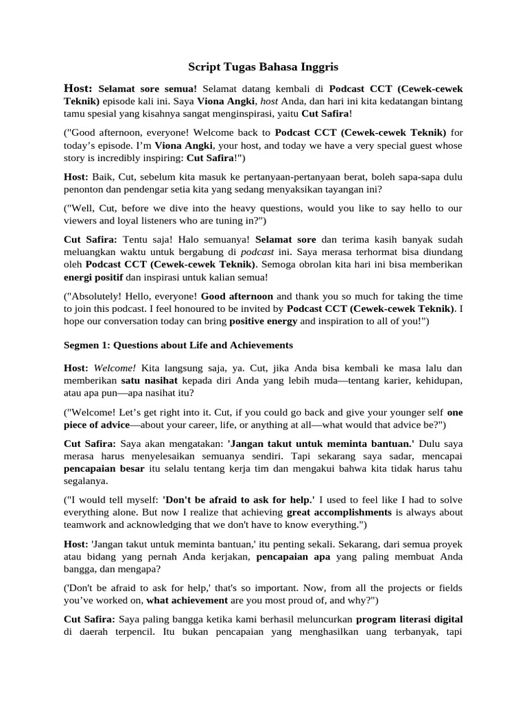 Script Tugas Bahasa Inggris | PDF