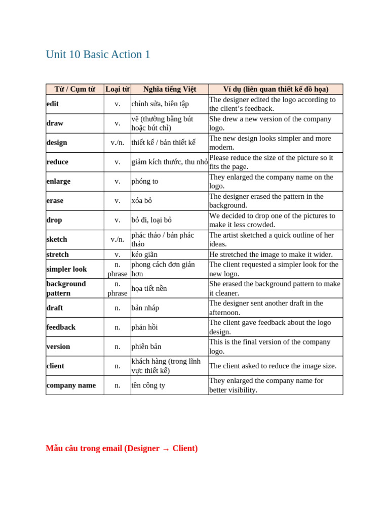 Unit 10 Basic Action 1 | PDF
