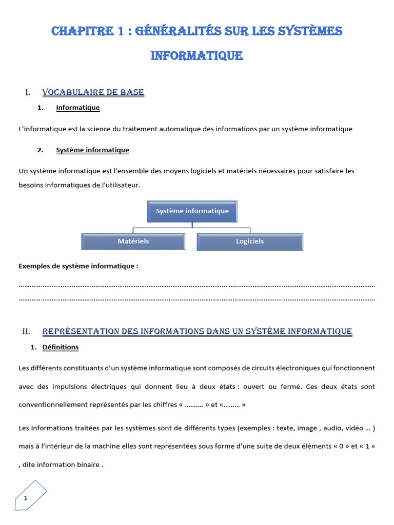 Introduction aux systèmes informatiques | PDF | Informatique | Mémoire ...