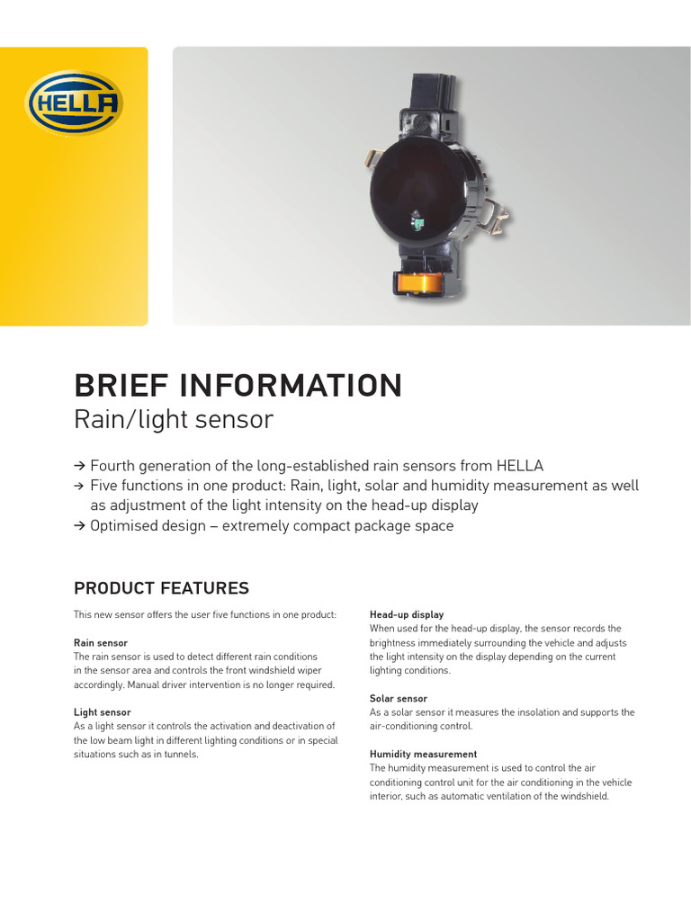 HELLA Rain/Light Sensor Overview | PDF | Sensor | Light