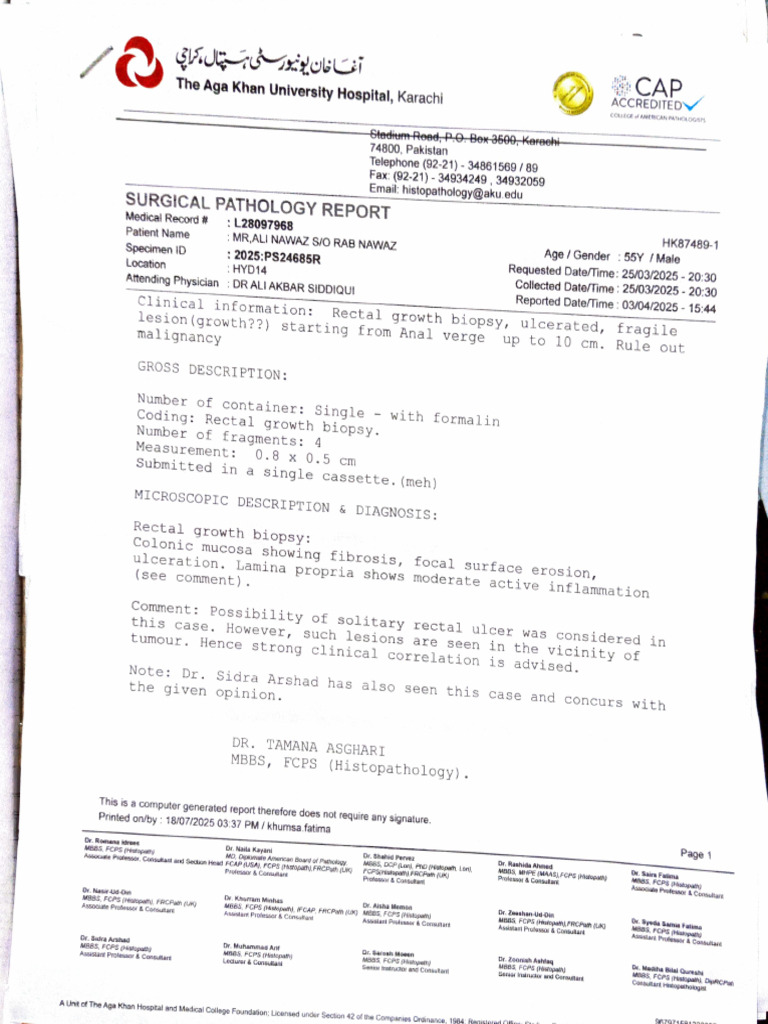 Biopsy Report and CT Scan Abdomen of Ali Nawaz | PDF | Biopsy | Pathology