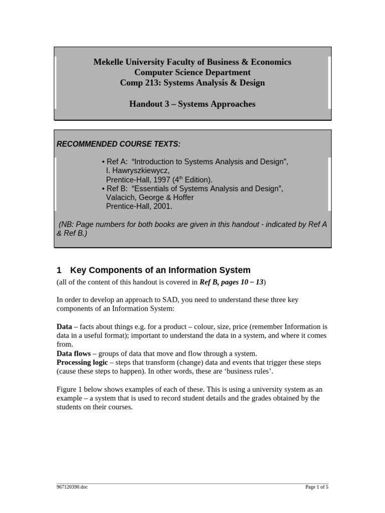 Systems Analysis & Design Approaches | PDF | System | Data