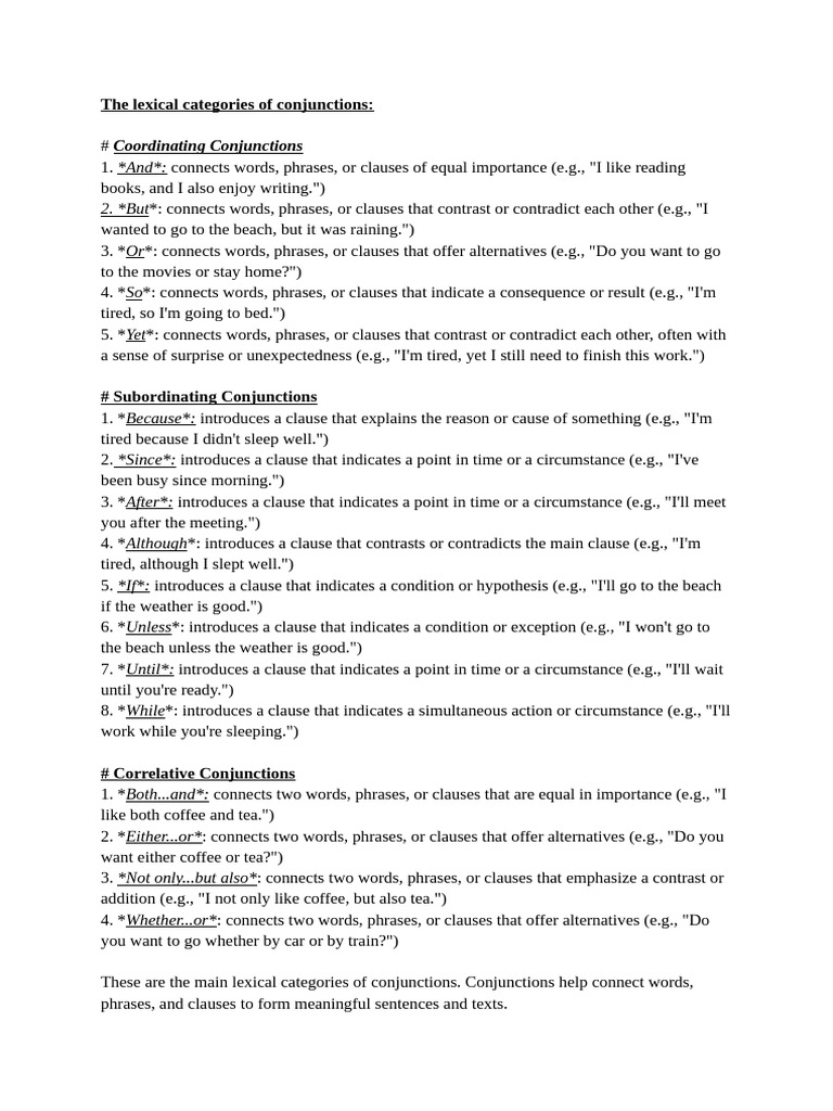 Conjunctions and Interjections Explained | PDF | Clause | Semantic Units