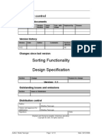 Sorting Functionality Design Specification: Document Control