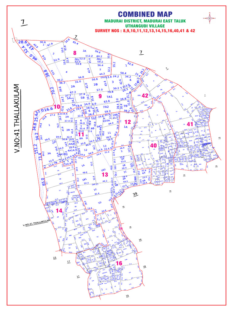 Ward 16 Block 7,11 & Uthangudi FMB Map | PDF