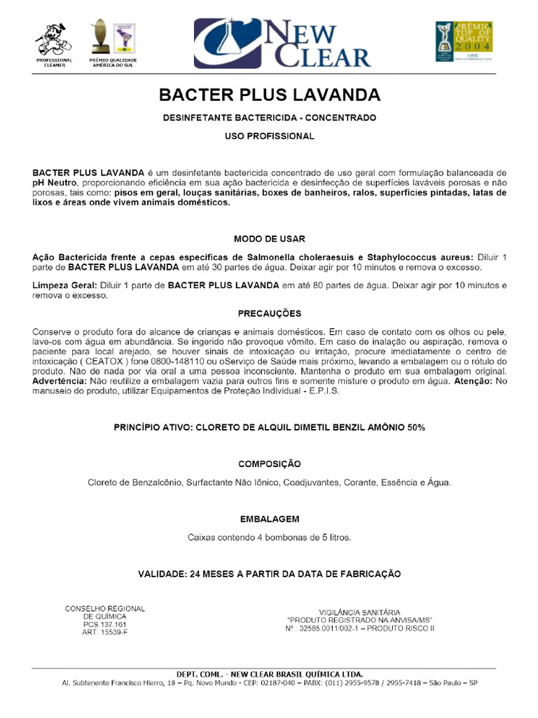Bacter Plus Lavanda | PDF