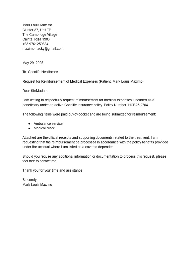 Cocolife Insurance Benefit Claim Request | PDF