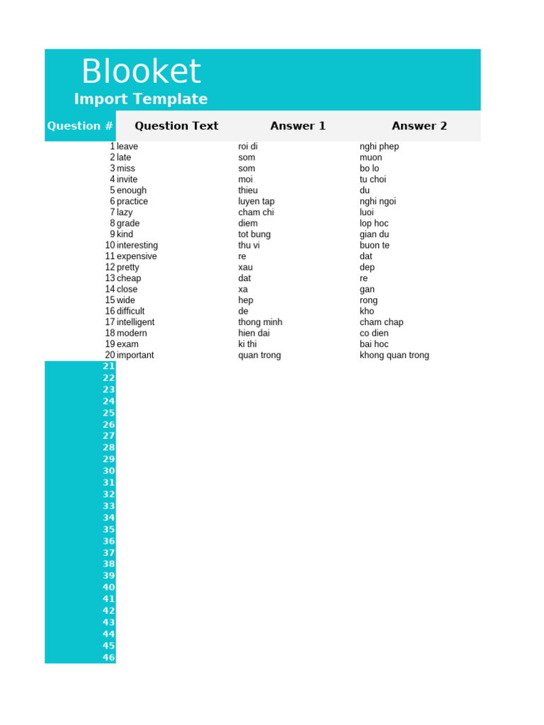 Blooket Spreadsheet Import Template-CRBqcEp3 (3) | PDF