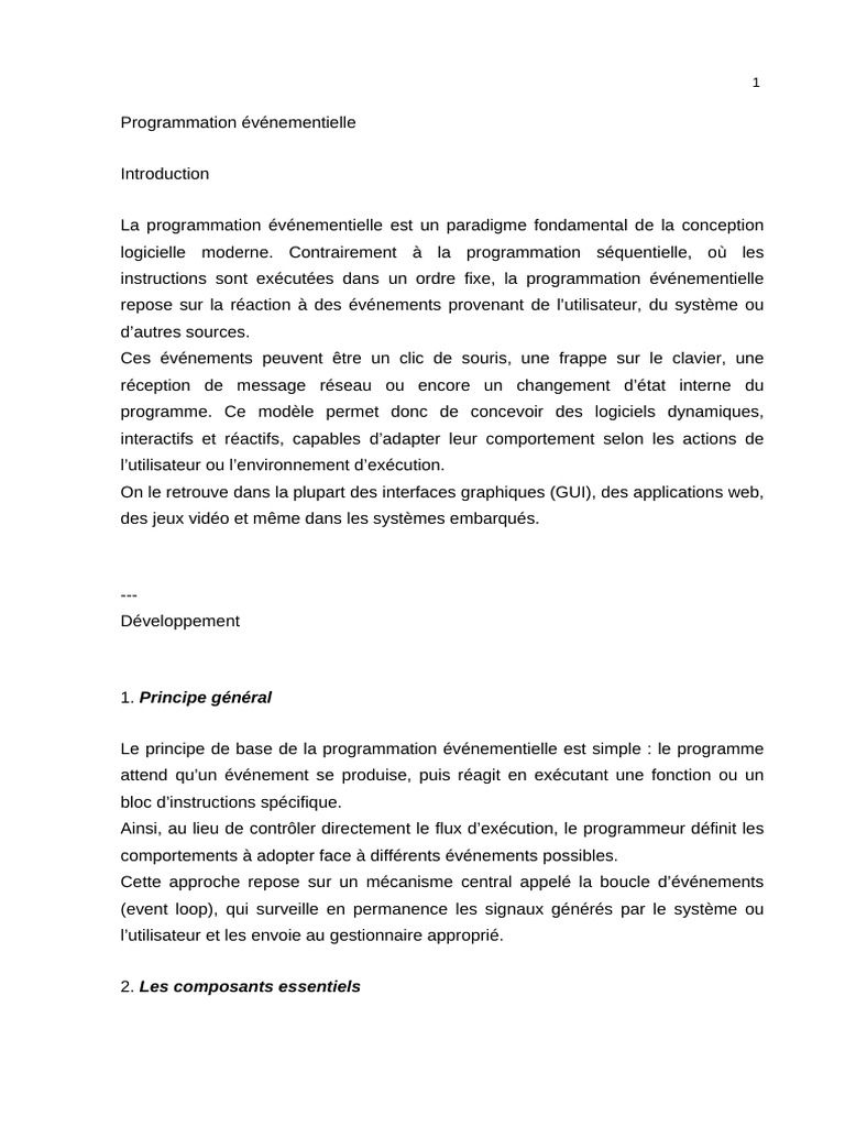 Introduction à la programmation événementielle | PDF | Programmation ...