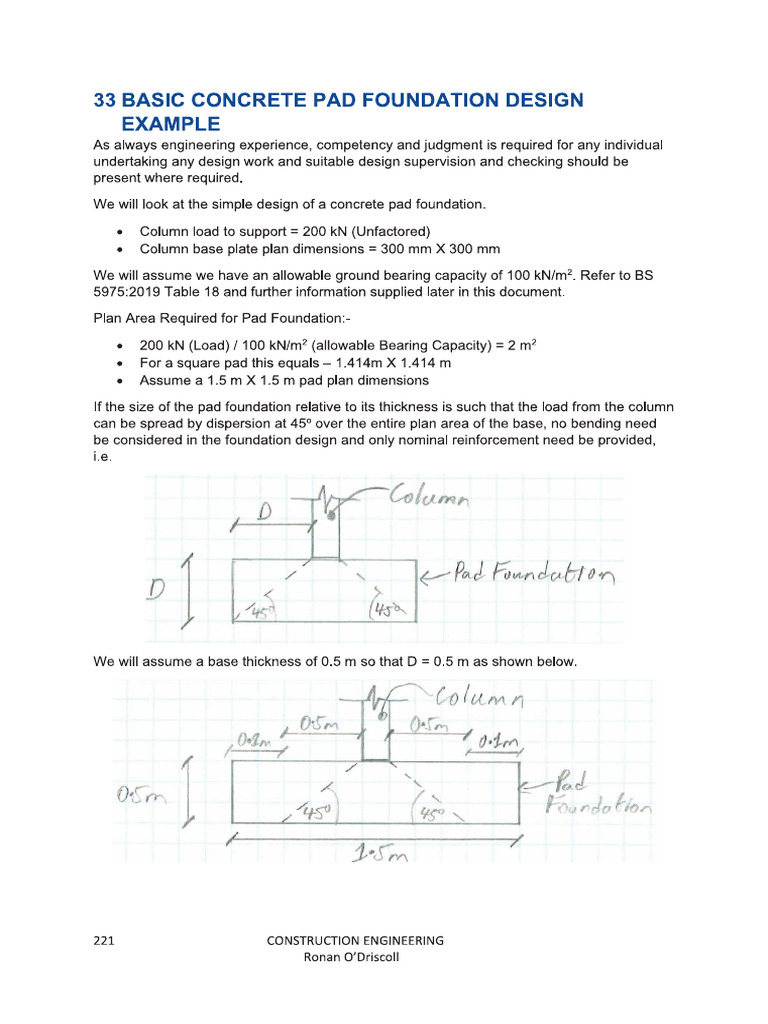 Basic Concrete Pad Foundation Design | PDF