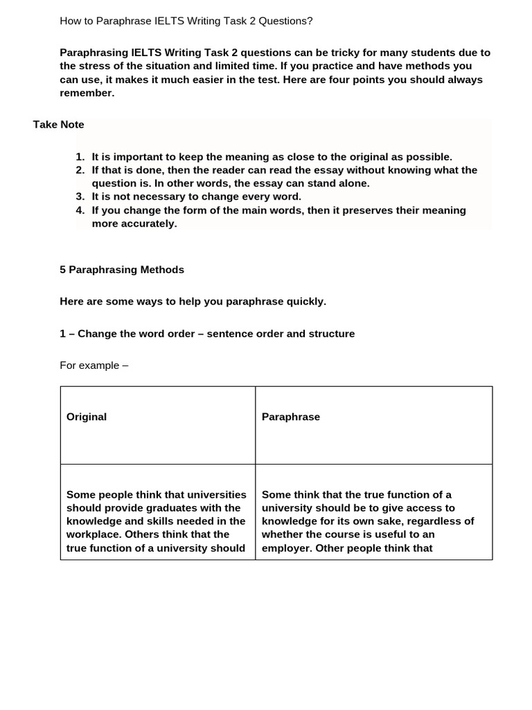 Paraphrasing for IELTS Writing Task 2 | PDF | Punishments | Knowledge