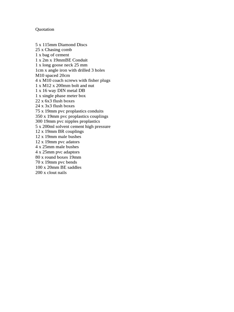 Electrical Quotation | PDF