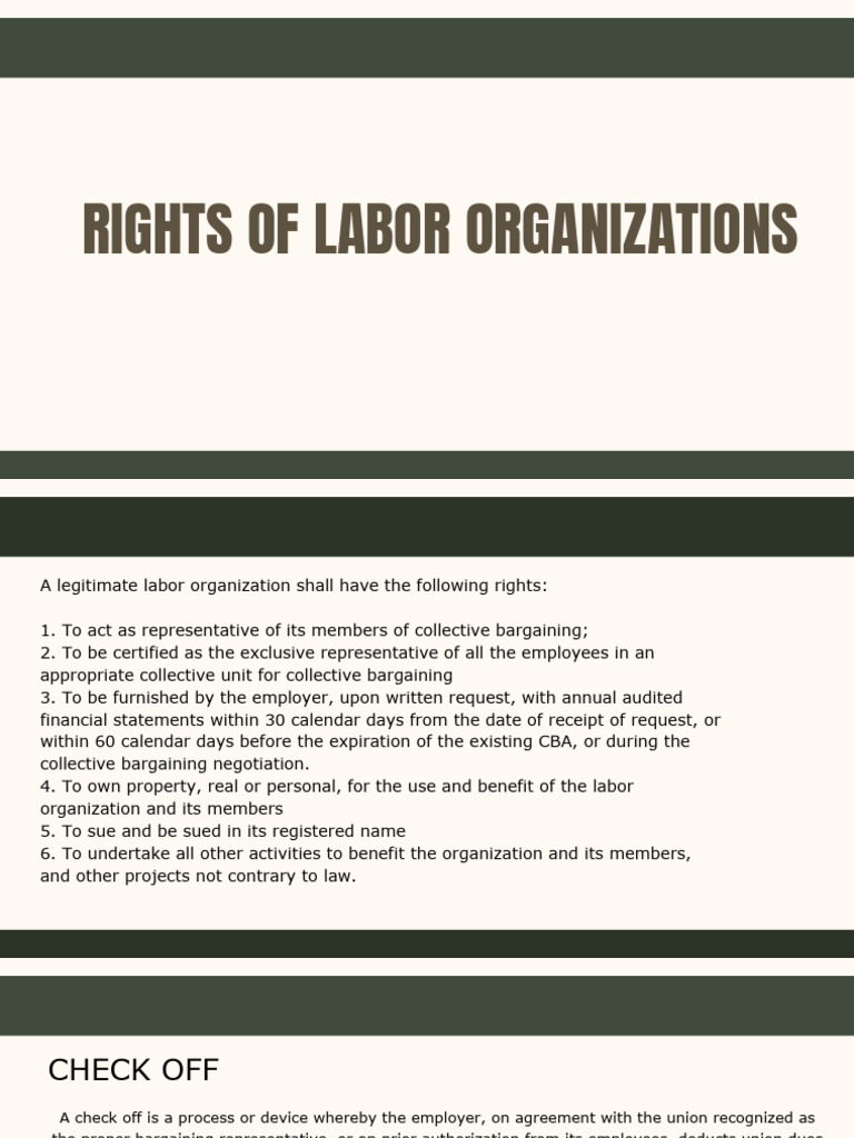 Labor Organization Rights and Agreements | PDF | Collective Bargaining ...