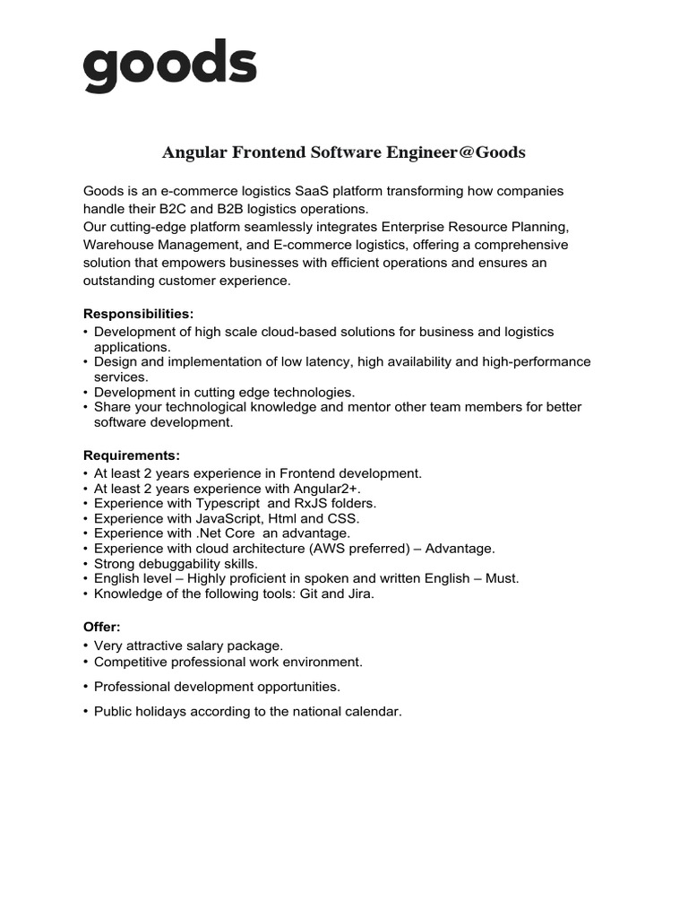 Angular Frontend Software Engineer - JD | PDF