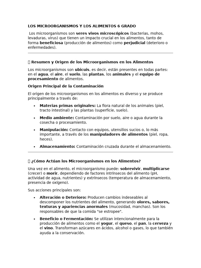 Microorganismos en Alimentos: Impacto y Tipos | PDF | Fermentación ...