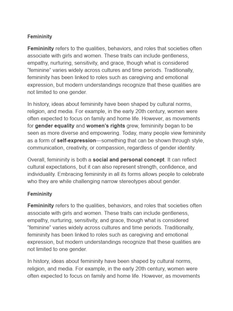 Femininity and Its History | PDF | Femininity | Gender Studies