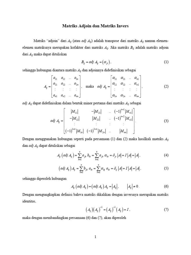 Matriks Adjoin Dan Matriks Invers | PDF