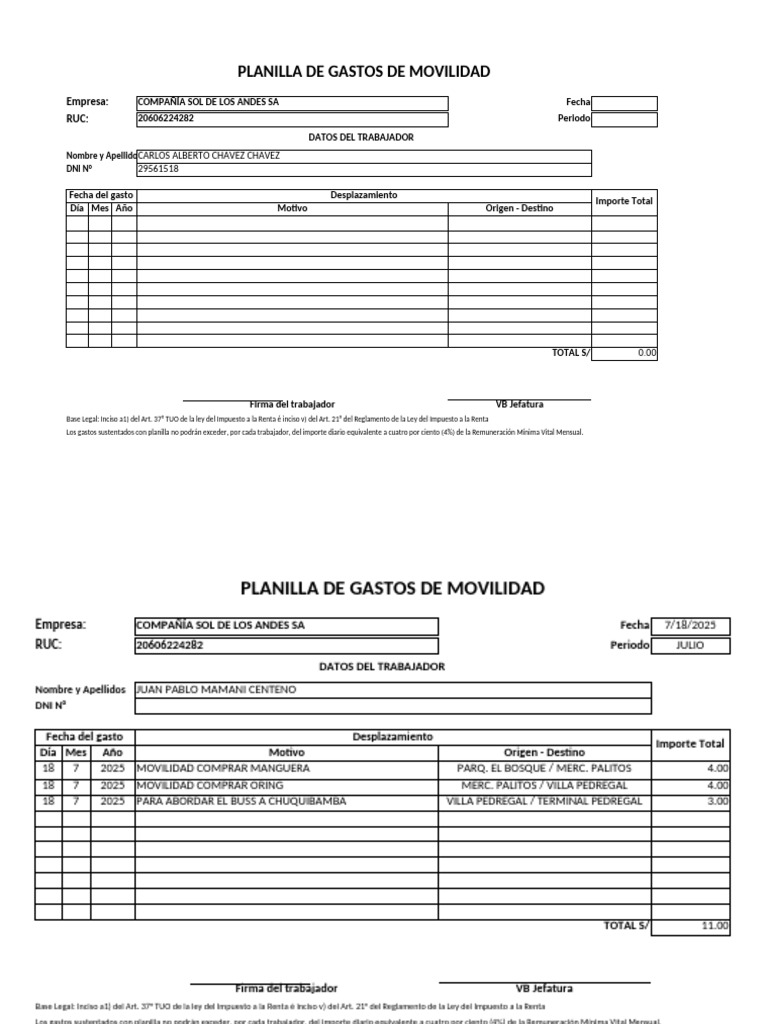 Planilla de Movilida | PDF | Impuestos | Finanzas del gobierno
