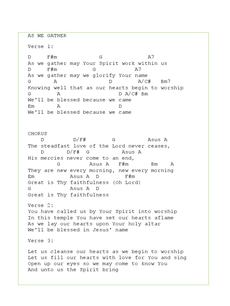 As We Gather Lyrics And Chords PDF