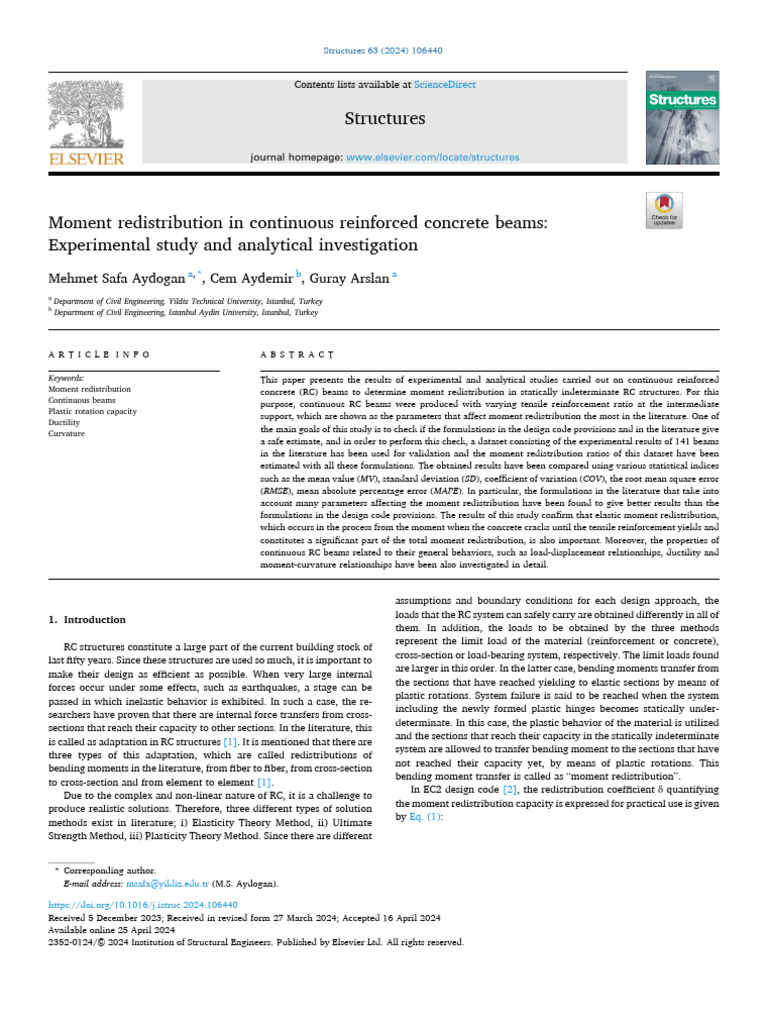 Moment Redistribution in RC Beams Study | PDF | Deformation ...