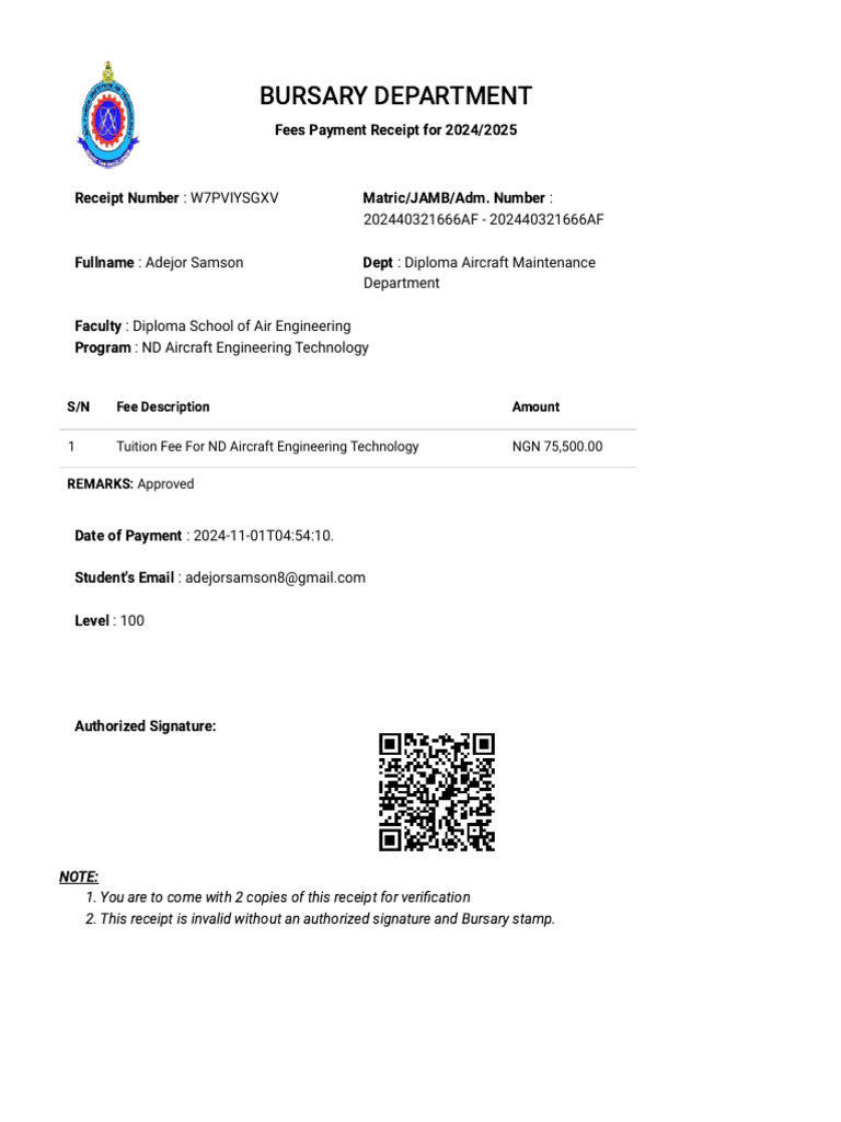 Portal - Afit.edu - NG Student Print Invoice Id 9618 | PDF