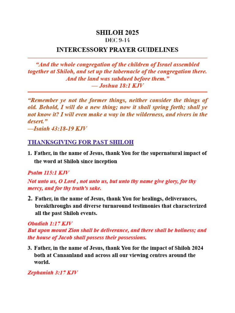 Shiloh 2025 Intercessory Prayer Guide | PDF | Glory (Religion) | Old ...