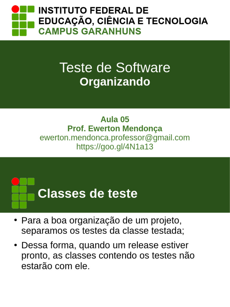 Organizando Testes de Software em Java | PDF | Classe (programação de ...