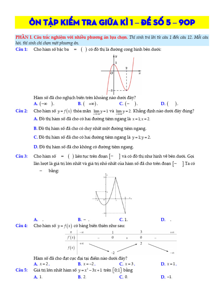 De 05 On Giua Ki 1 Toan 12 Form 2025 - Dap An Chi Tiet | PDF