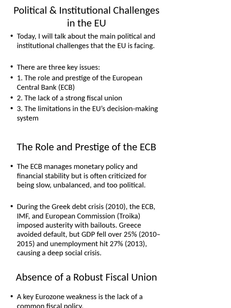 EU Political and Institutional Challenges | PDF