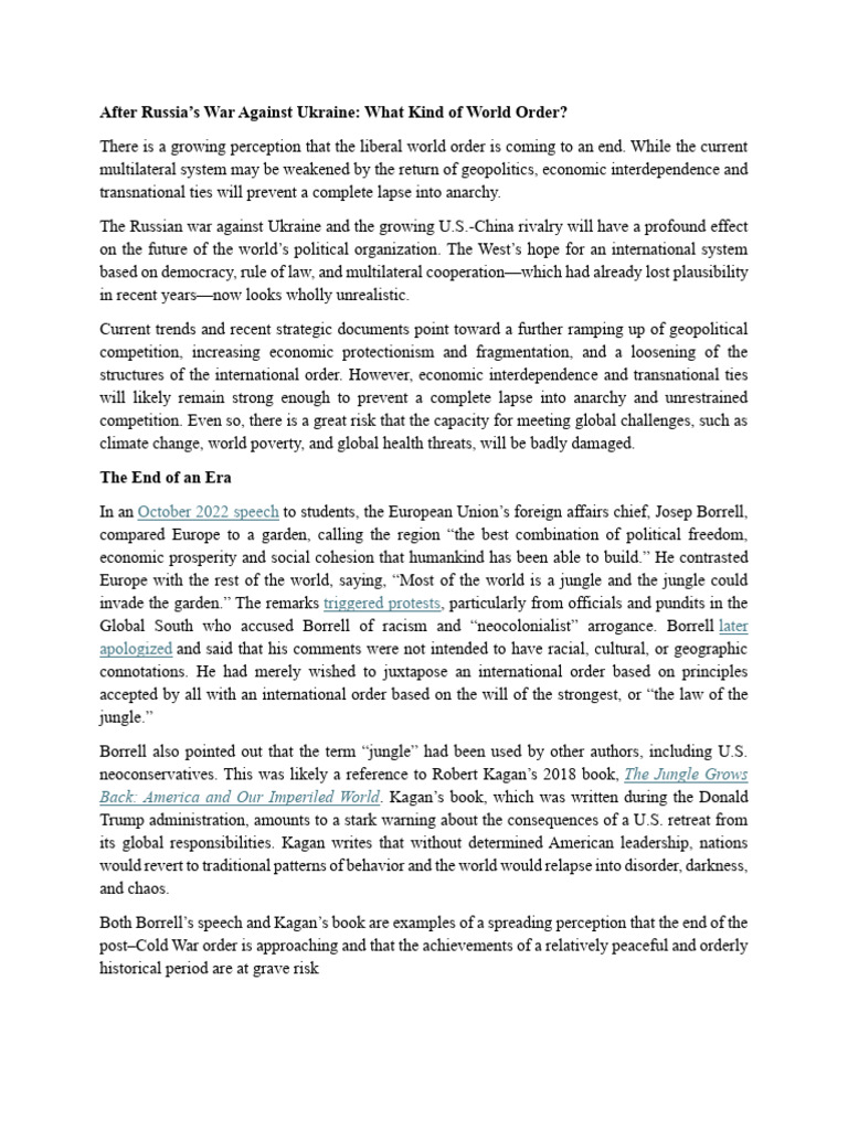 Post-War World Order: Challenges Ahead | PDF | World Politics | Russia